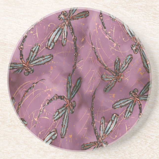 Dragonfly Flit Dusky-Rose Sandstein Untersetzer (Vorne)