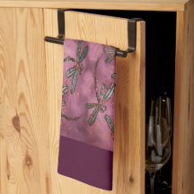 Dragonfly Flit Dusky Rose serviette de cuisine