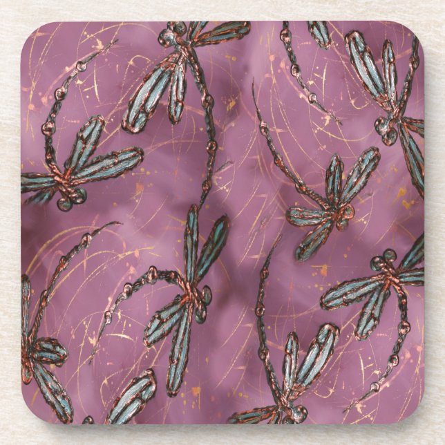 Dragonfly Flit Dusky-Rose Untersetzer (Vorderseite)