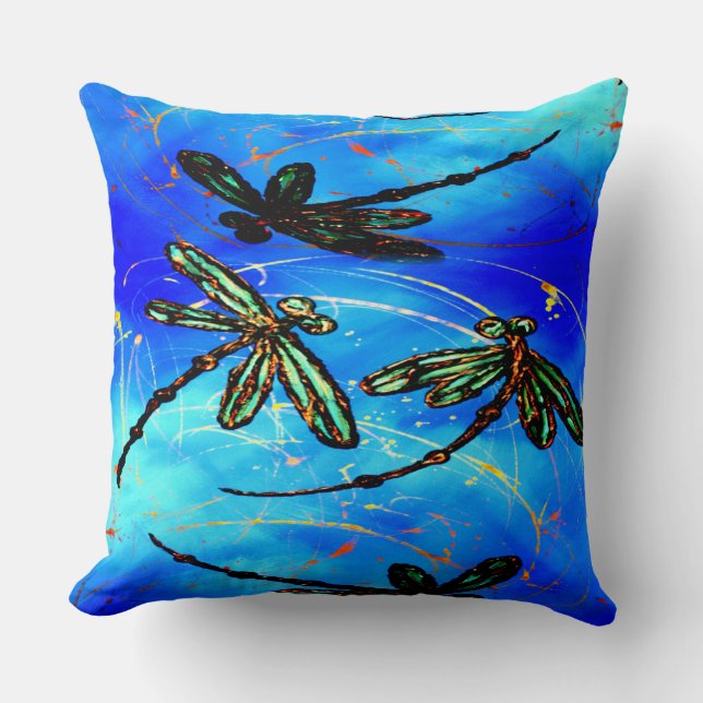 Dragonfly Flit Electric Blue Kissen (Vorderseite)
