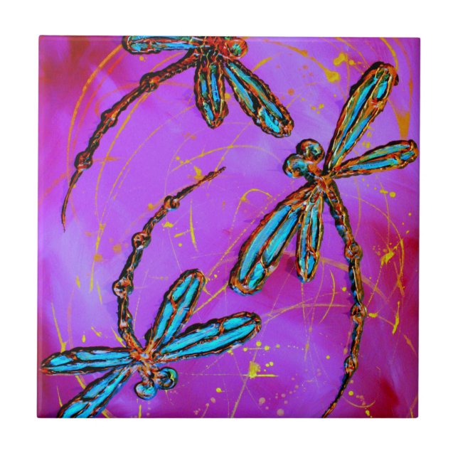 Dragonfly Flit Electric Pink Fliese (Vorderseite)