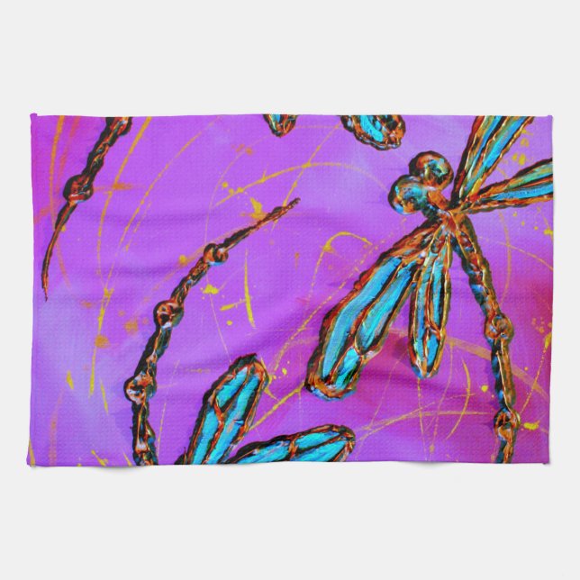 Dragonfly Flit Electric Pink Handtuch (Horizontal)