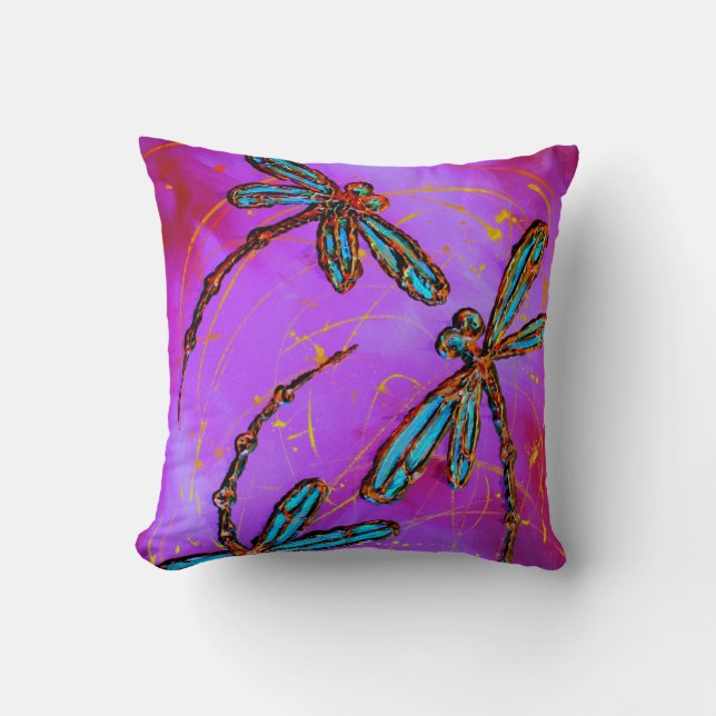 Dragonfly Flit Electric Pink Kissen (Vorderseite)
