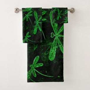 Dragonfly Flit Neon Green Bath Handtuch Set