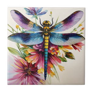 Dragonfly Floral Multicolor Art Fliese