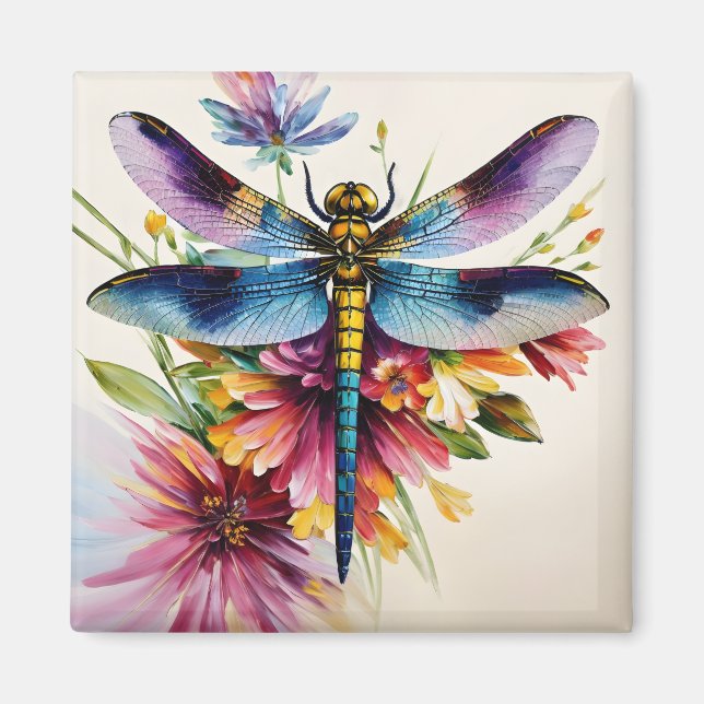 Dragonfly Floral Multicolor Art Magnet (Vorne)