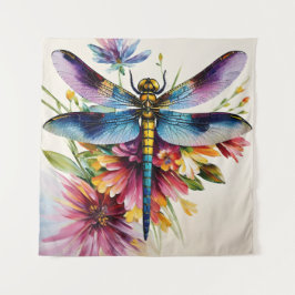 Dragonfly Floral Multicolor Art Wandteppich
