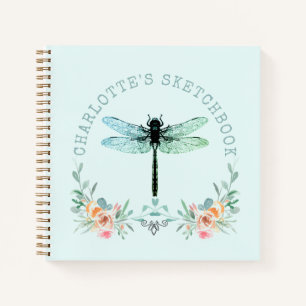 Dragonfly Floral Personalisiert Sketchbook Notizbuch