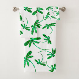 Dragonfly Frenzy Green Badhandtuch Set