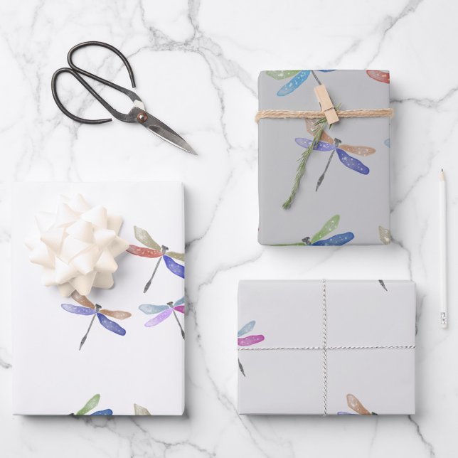 Dragonfly Gift Wrap | Drei Blätter | Wasserfarbe (Von Creator hochgeladen)