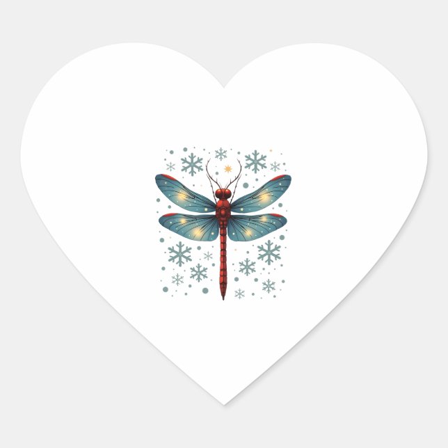 Dragonfly-Glühen Herz-Aufkleber (Vorderseite)