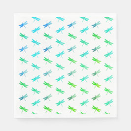 Dragonfly Green und Blue Birthday Paper Napkins Serviette