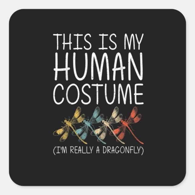 Dragonfly Halloween Human Costume Swarm Nymph Quadratischer Aufkleber (Vorderseite)