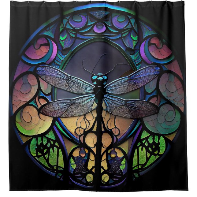 Dragonfly-Hartglas Duschvorhang (Vorderseite)