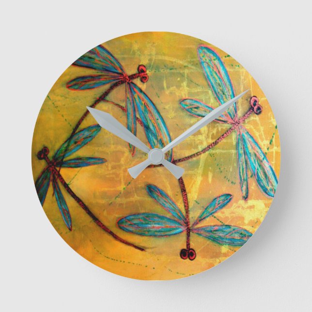 Dragonfly Haze Square Wall Clock Runde Wanduhr (Vorderseite)