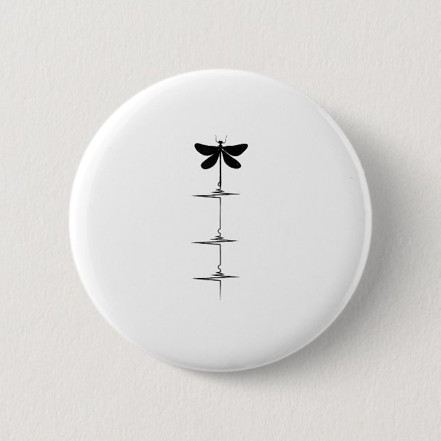 Dragonfly Heartbeat EKG Pulse Nature Insect Dragon Button (Vorderseite)