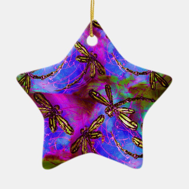 Dragonfly Hippy Flit Keramik Ornament (Vorne)