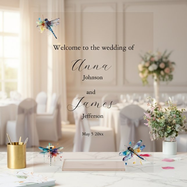 Dragonfly Hochzeit Einladung Postkarte Acrylschild (Von Creator hochgeladen)