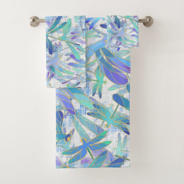 Dragonfly Holiday | weiß Badhandtuch Set (Insitu)