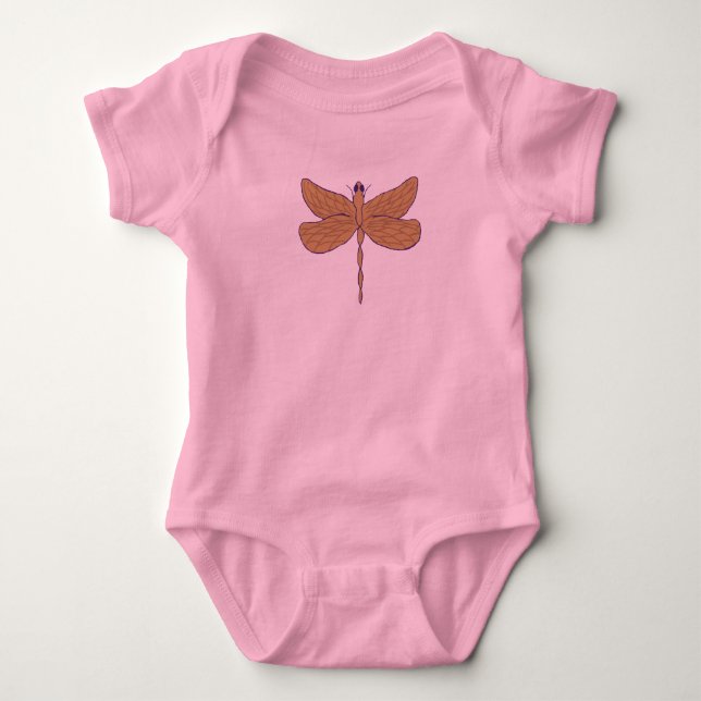 Dragonfly Illustration Art Baby Strampler (Vorderseite)