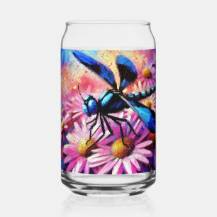 Dragonfly impressionniste sur les marguerites rose