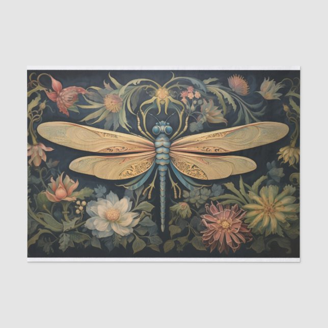 Dragonfly in Florals 5 Dekoupage Paper Seidenpapier (Vorderseite)