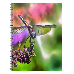 Dragonfly in grüner und blauer realistischer Maler Notizblock