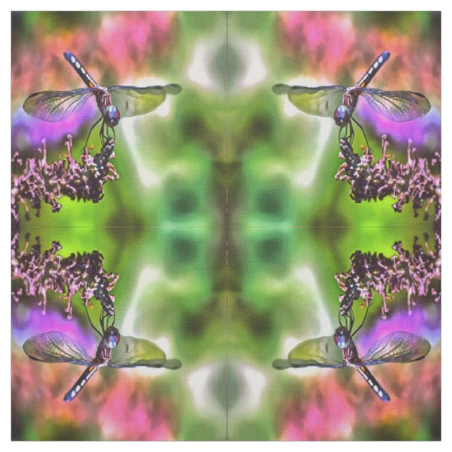 Dragonfly in grüner und blauer realistischer Maler Stoff (Muster)