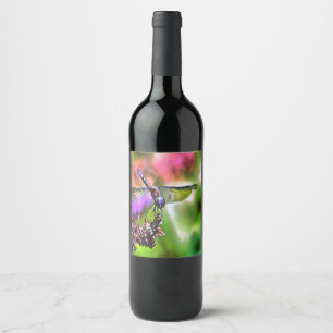 Dragonfly in grüner und blauer realistischer Maler Weinetikett