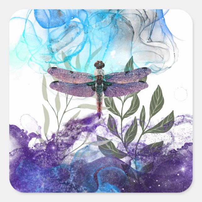 Dragonfly-Kunst Quadratischer Aufkleber (Vorderseite)