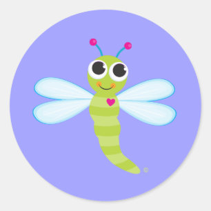 Dragonfly - Lavendel Runder Aufkleber