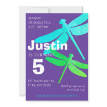 Dragonfly Lila Boy 5. Geburtstag Einladung