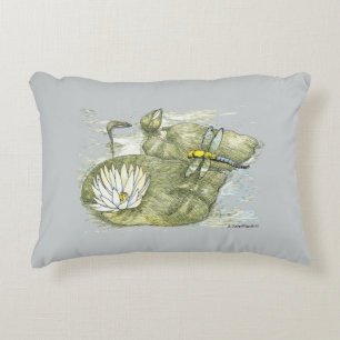 Dragonfly & Lily Pad Poly Throw Kissen