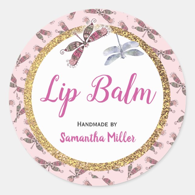 Dragonfly Lip Balm Papier Aufkleber | Etikett (Vorderseite)