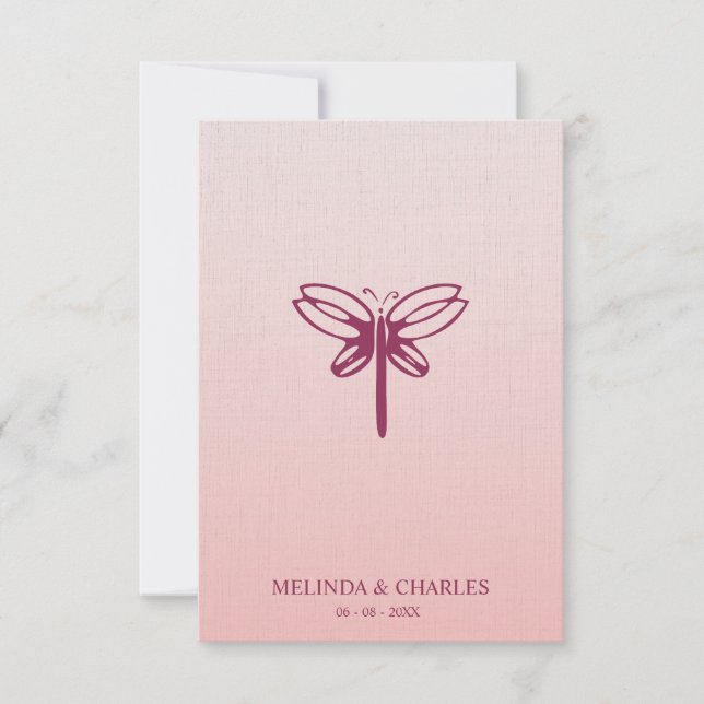 Dragonfly Logo in Burgundy on Gradient for Wedding (Vorderseite)
