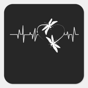 Dragonfly Lover Geschenk  Funny Dragonfly Heartbea Quadratischer Aufkleber