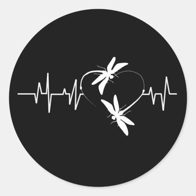 Dragonfly Lover Geschenk| Funny Dragonfly Heartbea Runder Aufkleber (Vorderseite)