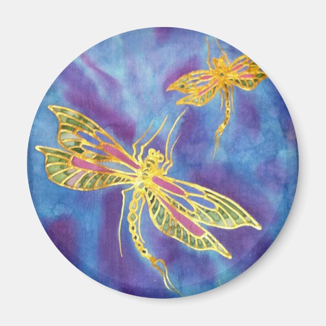 Dragonfly Magnet: Seide von Cyn Mc bemalt Magnet (Vorne)
