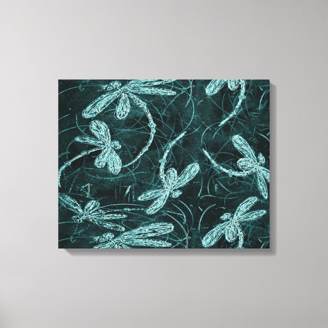 Dragonfly Midnight Flit Stretched Canvas Print Leinwanddruck (Vorderseite)