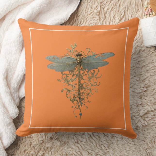 Dragonfly mit weißer Goldfiligrele Kissen (Decke)