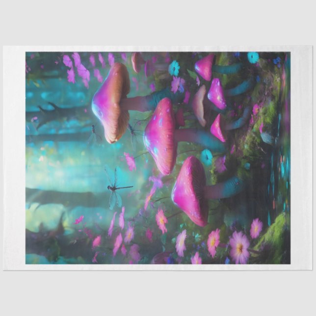 Dragonfly Mushroom Forest Tissue Paper Seidenpapier (Vorderseite)