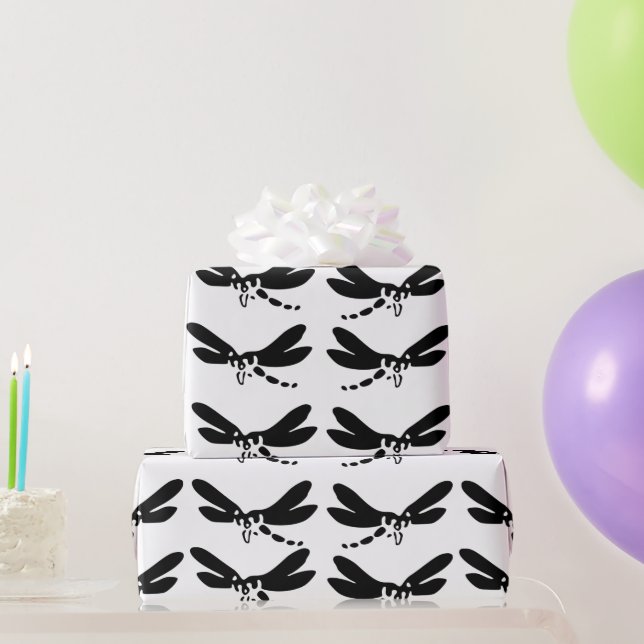 Dragonfly Natur Insekten Silhouette Art Geschenkpapier (Partygeschenke)