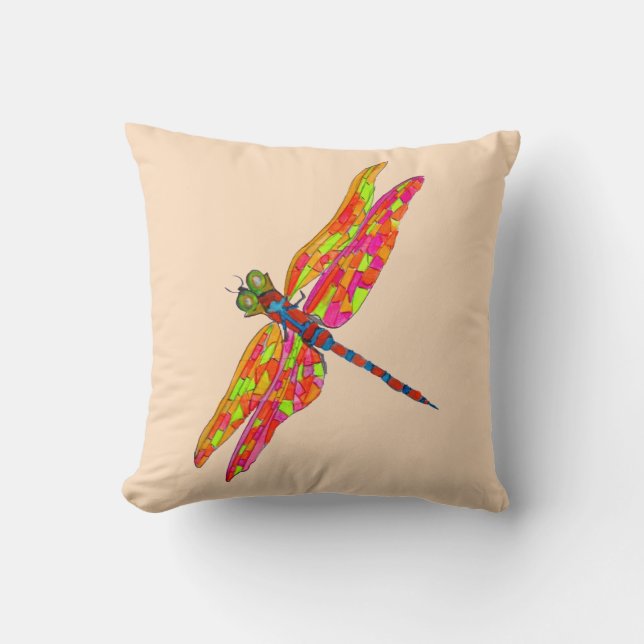 Dragonfly-Neon-Aquarellbild Kissen (Vorderseite)