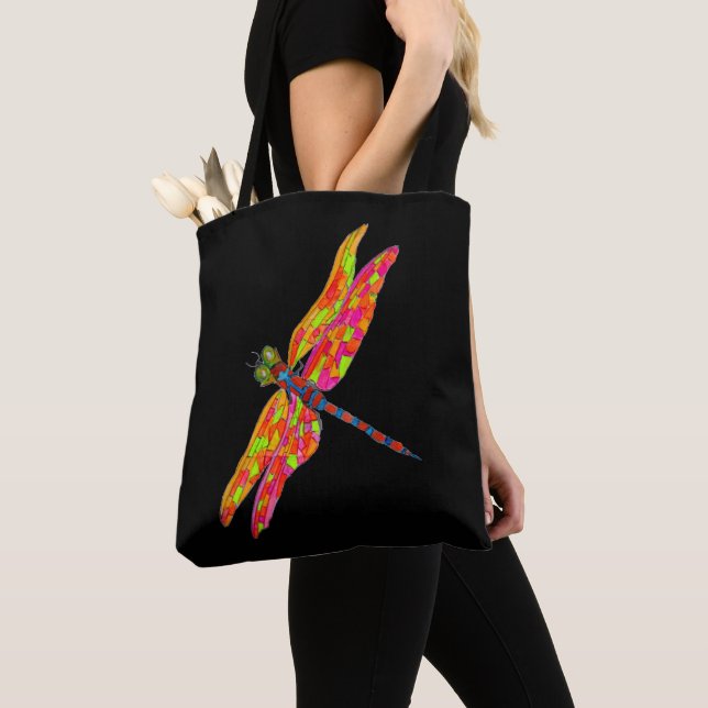 Dragonfly-Neon-Aquarellbild Tasche (Von Nahem)