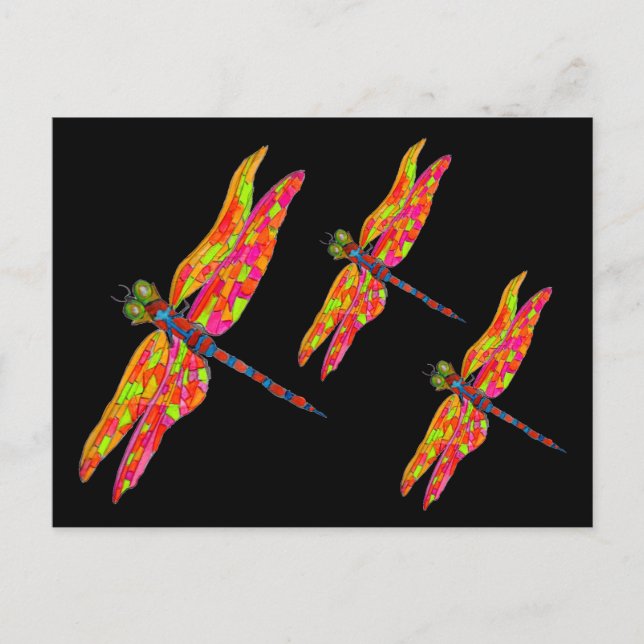 Dragonfly-Neon-Insektenbild Postkarte (Vorderseite)