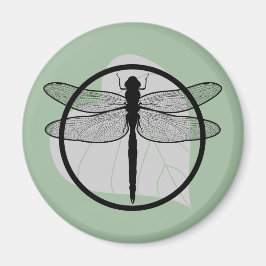 Dragonfly on Leaf Zeichnend - Wildlife Circle Seri Magnet