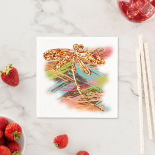 Dragonfly Orange Splash Serviette
