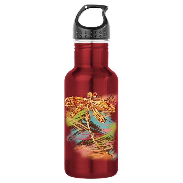 Dragonfly Orange Splash Trinkflasche (Vorderseite)
