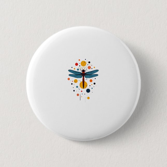 Dragonfly Painting Art Animal Abstract Graphic Dra Button (Vorderseite)