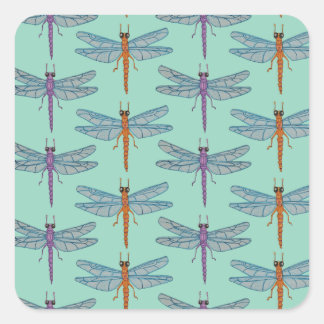 Dragonfly pattern quadratischer aufkleber